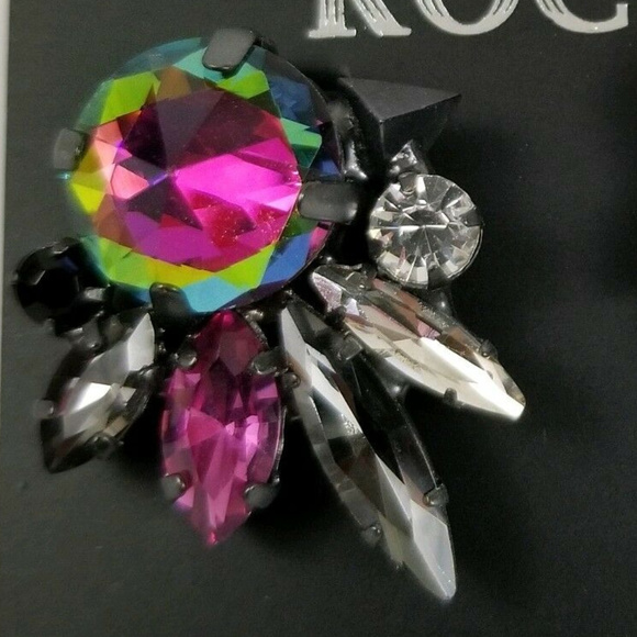 ERICKSON BEAMON PYRAMID/RAINBOW SWAROVSKI & SPIKE EARRINGS**NEW! - Picture 2 of 3